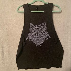 Super cute owl embroidered tank top!